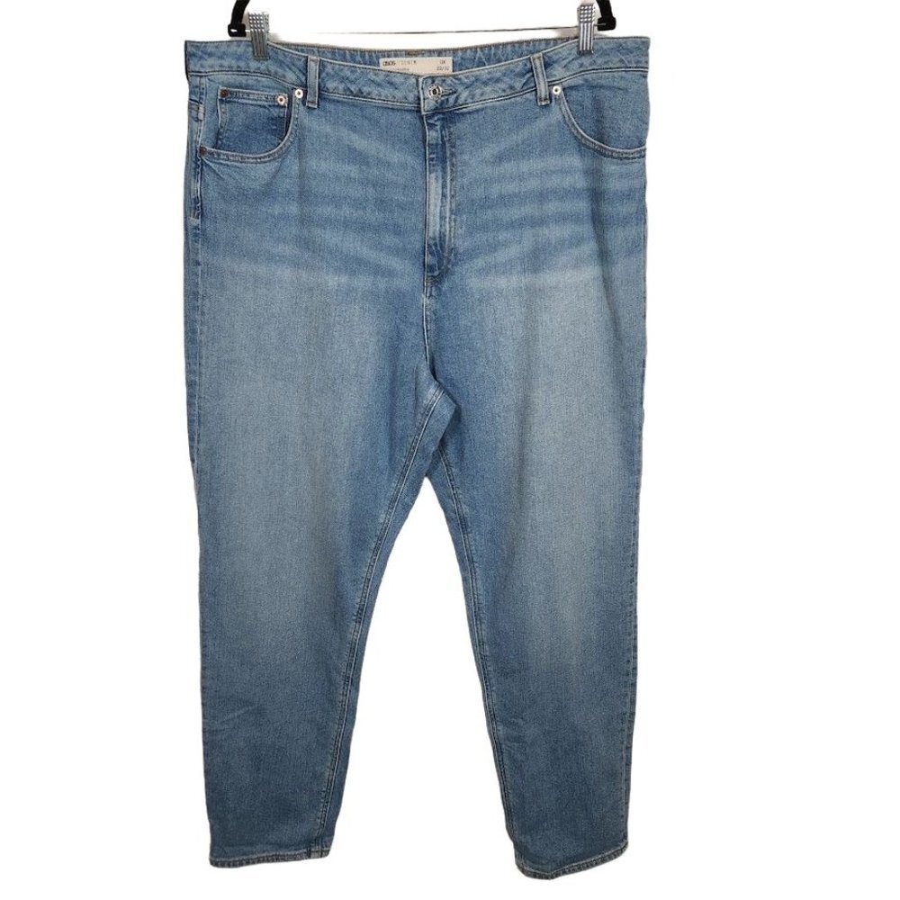 ASOS DESIGN high rise farleigh 'slim' mom jeans in light stone wash Size US 18‎